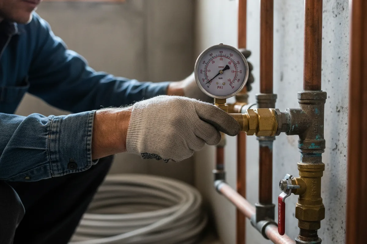 Pressure testing a repaired line during Water Line Repair in Pala